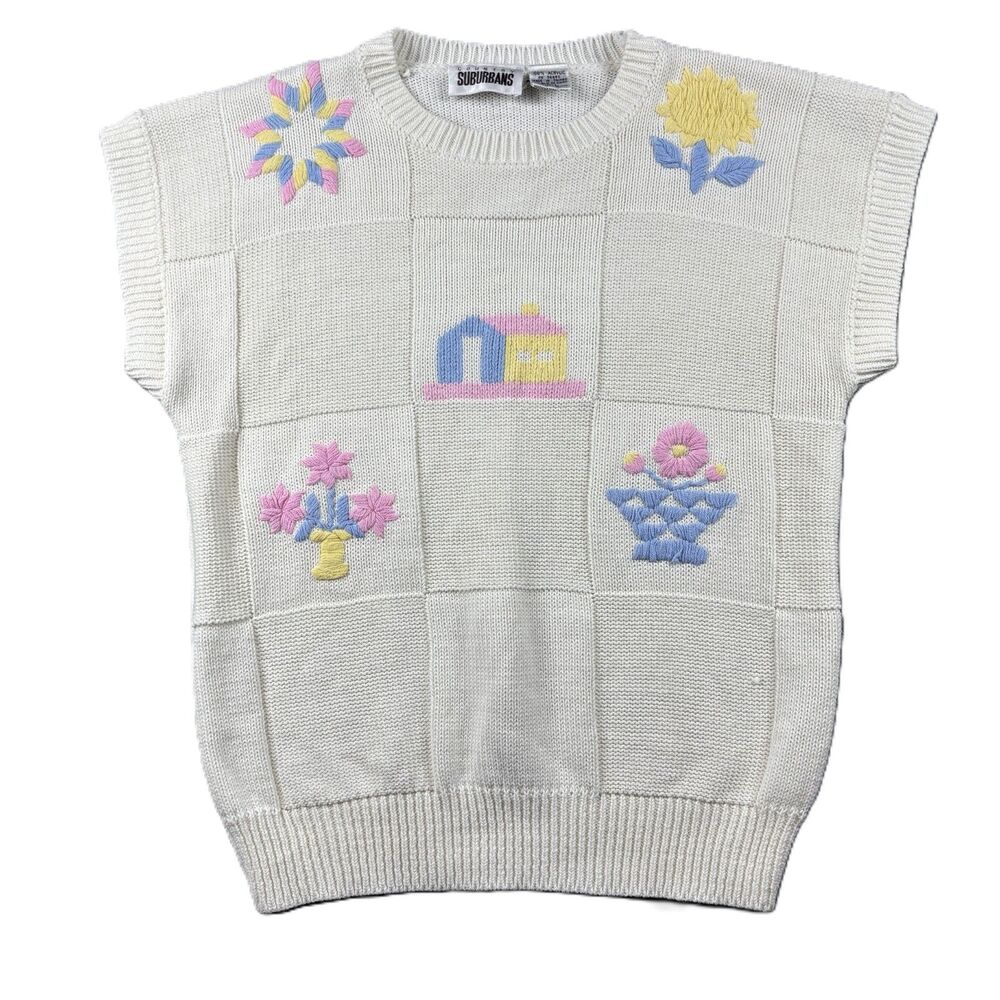 Country Suburbans Women Vintage 90s Sweater Knit Cottagecore Coquette Large M222